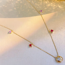 Load image into Gallery viewer, LUOWEND 18K Yellow Gold Natural Aquamarine and Diamond Necklace for Women