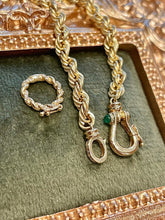 Load image into Gallery viewer, LUOWEND 18K Yellow Gold Natural Emerald Necklace for Women