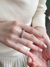 Load image into Gallery viewer, LUOWEND 18K White Gold Natural Diamond Ring for Women