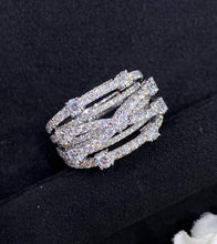 Load image into Gallery viewer, LUOWEND 18K White Gold Real Natural Diamond Ring for Women