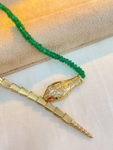 Load image into Gallery viewer, LUOWEND 18K Yellow Gold Natural Emerald Necklace for Women