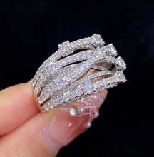 Load image into Gallery viewer, LUOWEND 18K White Gold Real Natural Diamond Ring for Women