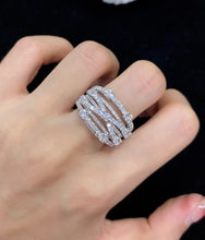 Load image into Gallery viewer, LUOWEND 18K White Gold Real Natural Diamond Ring for Women
