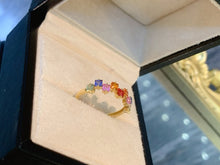 Load image into Gallery viewer, LUOWEND 18K Yellow Gold Natural Color Sapphire Ring for Women