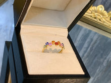 Load image into Gallery viewer, LUOWEND 18K Yellow Gold Natural Color Sapphire Ring for Women