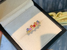 Load image into Gallery viewer, LUOWEND 18K Yellow Gold Natural Color Sapphire Ring for Women