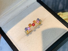 Load image into Gallery viewer, LUOWEND 18K Yellow Gold Natural Color Sapphire Ring for Women