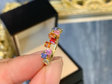 Load image into Gallery viewer, LUOWEND 18K Yellow Gold Natural Color Sapphire Ring for Women