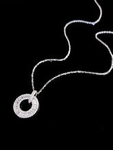 Load image into Gallery viewer, LUOWEND 18K White Gold Real Natural Diamond Pendant Necklace for Women
