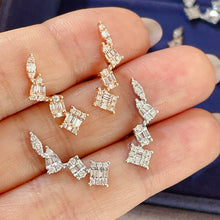 Load image into Gallery viewer, LUOWEND 18K White or Rose Gold Real Natural Diamond Earrings for Women
