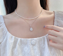 Load image into Gallery viewer, LUOWEND 18K White Gold Real Natural Diamond Pendant Necklace for Women