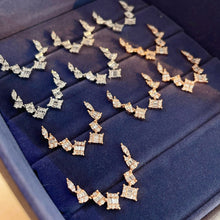 Load image into Gallery viewer, LUOWEND 18K White or Rose Gold Real Natural Diamond Earrings for Women