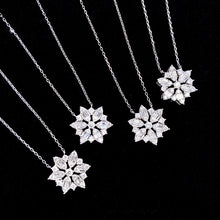 Load image into Gallery viewer, LUOWEND 18K White Gold Real Natural Diamond Pendant Necklace for Women