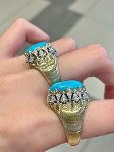 Load image into Gallery viewer, LUOWEND 18K Yellow Gold Natural Turquoise Ring for Women
