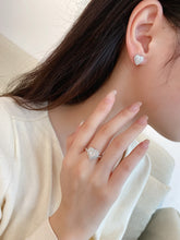 Load image into Gallery viewer, LUOWEND 18K White Gold Natural Diamond Earrings for Women