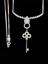 Load image into Gallery viewer, LUOWEND 18K White Gold Real Natural Diamond Necklace for Women