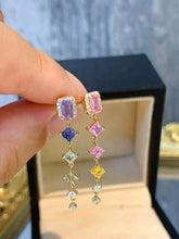 Load image into Gallery viewer, LUOWEND 18K Yellow Gold Natural Color Sapphire Earrings for Women