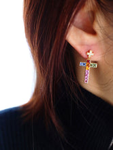 Load image into Gallery viewer, LUOWEND 18K Yellow Gold Natural Color Sapphire Earrings for Women