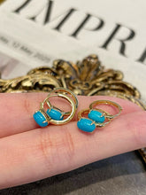Load image into Gallery viewer, LUOWEND 18K Yellow Gold Natural Turquoise Earrings for Women