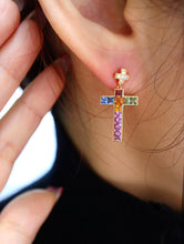 Load image into Gallery viewer, LUOWEND 18K Yellow Gold Natural Color Sapphire Earrings for Women