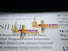 Load image into Gallery viewer, LUOWEND 18K Yellow Gold Natural Color Sapphire Earrings for Women