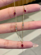 Load image into Gallery viewer, LUOWEND 18K Yellow Gold Natural Ruby Necklace for Women