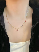 Load image into Gallery viewer, LUOWEND 18K Yellow Gold Natural Ruby Necklace for Women