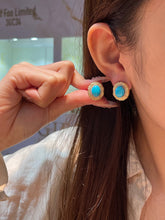 Load image into Gallery viewer, LUOWEND 18K Yellow Gold Natural Turquoise Earrings for Women