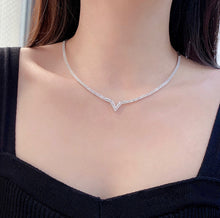 Load image into Gallery viewer, LUOWEND 18K White Gold Real Natural Diamond Necklace for Women