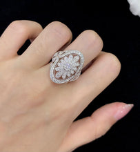 Load image into Gallery viewer, LUOWEND 18K White Gold Real Natural Diamond Ring for Women
