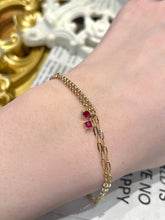 Load image into Gallery viewer, LUOWEND 18K Yellow Gold Natural Ruby Bracelet for Women