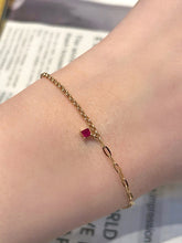 Load image into Gallery viewer, LUOWEND 18K Yellow Gold Natural Ruby Bracelet for Women