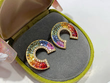 Load image into Gallery viewer, LUOWEND 18K Yellow Gold Natural Color Sapphire Earrings for Women