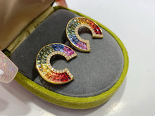 Load image into Gallery viewer, LUOWEND 18K Yellow Gold Natural Color Sapphire Earrings for Women
