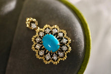 Load image into Gallery viewer, LUOWEND 18K Yellow Gold Natural Turquoise Pendant for Women
