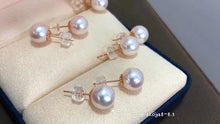 Load image into Gallery viewer, LUOWEND 18K Yellow Gold Real Natural Akoya Pearl Earrings for Women