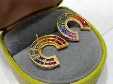 Load image into Gallery viewer, LUOWEND 18K Yellow Gold Natural Color Sapphire Earrings for Women