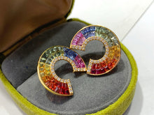 Load image into Gallery viewer, LUOWEND 18K Yellow Gold Natural Color Sapphire Earrings for Women