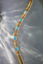 Load image into Gallery viewer, LUOWEND 18K Yellow Gold Natural Turquoise Necklace for Women
