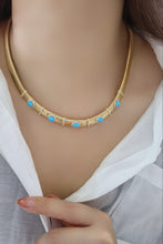 Load image into Gallery viewer, LUOWEND 18K Yellow Gold Natural Turquoise Necklace for Women