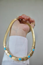 Load image into Gallery viewer, LUOWEND 18K Yellow Gold Natural Turquoise Necklace for Women