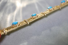 Load image into Gallery viewer, LUOWEND 18K Yellow Gold Natural Turquoise Necklace for Women