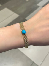 Load image into Gallery viewer, LUOWEND 18K Yellow Gold Natural Turquoise Bracelet for Women