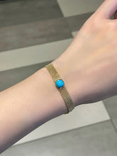 Load image into Gallery viewer, LUOWEND 18K Yellow Gold Natural Turquoise Bracelet for Women