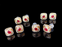 Load image into Gallery viewer, LUOWEND 18K Yellow Gold Real Natural Ruby and Diamond Earrings for Women