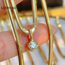 Load image into Gallery viewer, LUOWEND 18K Yellow Gold Real Natural Diamond Necklace for Women