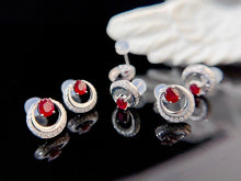 Load image into Gallery viewer, LUOWEND 18K White Gold Real Natural Ruby and Diamond Earrings for Women