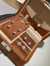 Load image into Gallery viewer, LUOWEND 18K White Gold Real Natural Diamond and Akoya Pearl Earrings for Women