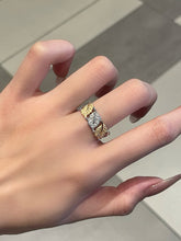 Load image into Gallery viewer, LUOWEND 18K White+Yellow Gold Natural Diamond Ring for Women