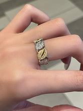 Load image into Gallery viewer, LUOWEND 18K White+Yellow Gold Natural Diamond Ring for Women